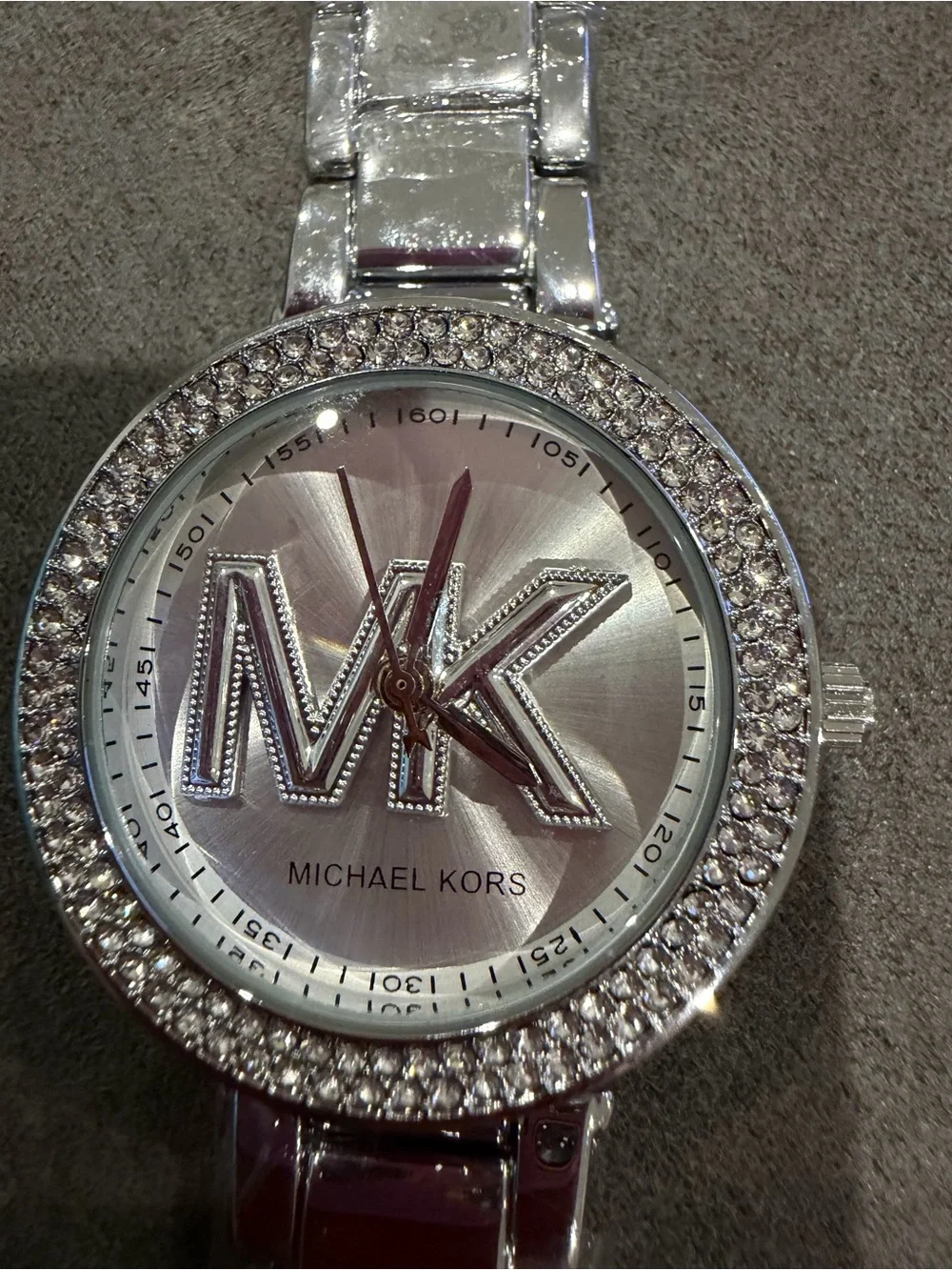 Michael Kors Silver Crystal-Accent MK Logo Watch
